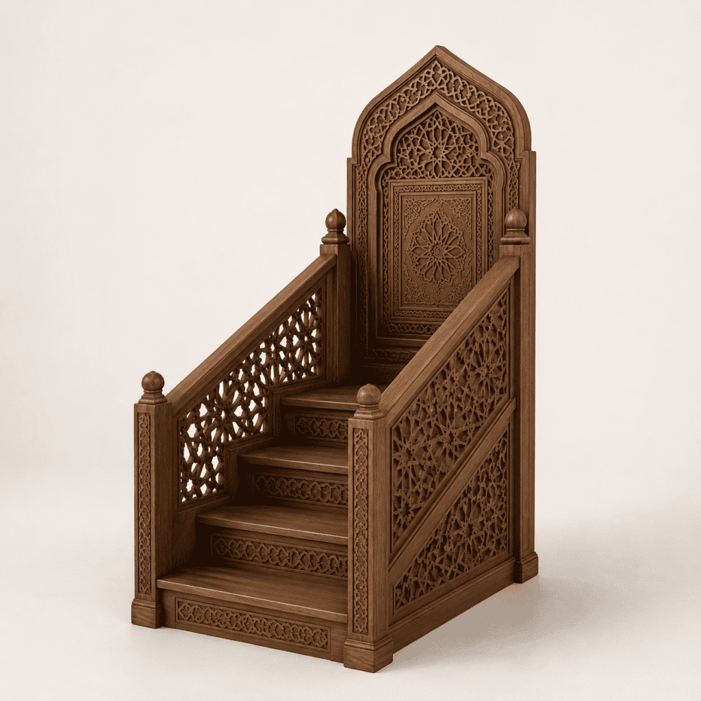 Decorative Mosque Pulpit with Islamic Motifs - أثاث خطيب المسجد - MosqueBuild