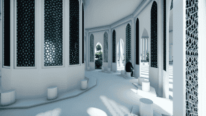 Islamic Center Project (1200 People Capacity) - 034 Mosque Design Project – mosque chandelier detail view 2