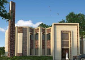 Stone Pattern Mosque Design Project (300 People Capacity) - 023 – mosque chandelier detail view 4