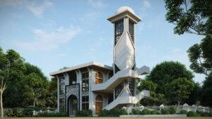 Green Lake Mosque Design Project (200 People Capacity) - 031 – mosque chandelier detail view 1