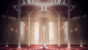 Symmetric Mosque Design Project (300 People Capacity) - 029 – mosque chandelier detail view 7
