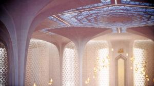 Symmetric Mosque Design Project (300 People Capacity) - 029 – mosque chandelier detail view 8