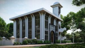 Green Lake Mosque Design Project (200 People Capacity) - 031 – mosque chandelier detail view 3