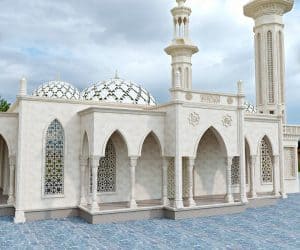 White Marble Mosque Design Project (200 People Capacity) - 063 – mosque chandelier detail view 1