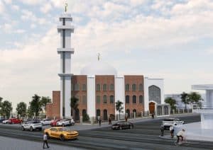 White Minaret Mosque Design Project (400 People Capacity) - 068 – mosque chandelier detail view 3