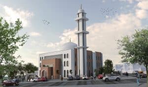 White Minaret Mosque Design Project (400 People Capacity) - 068 – mosque chandelier detail view 4