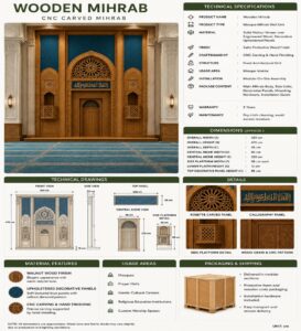 Large Marble Mosque Mihrab – wooden mosque mihrab detail view 3