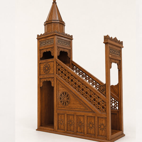 Wooden Mosque Mihrab and Minbar and Dais Set – WP-08 – custom wooden mosque mihrab