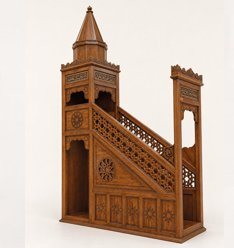Wooden Mosque Mihrab and Minbar and Dais Set – WP-08 – custom wooden mosque mihrab