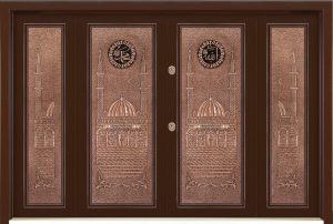 Copper-Clad Metal Mosque Entrance Door – mosque chandelier detail view 7