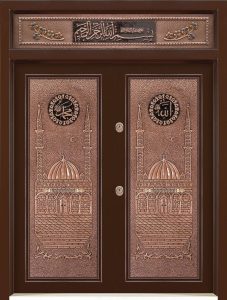 Copper-Clad Metal Mosque Entrance Door – custom mosque chandelier