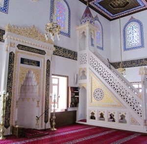 mosque marble mihrab and minbar