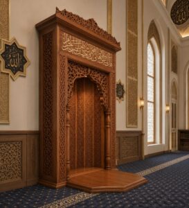 Home Prayer Room Mihrab – WA-08 – wooden mosque mihrab detail view 3