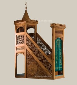 Wooden Mosque Minbar – WP-17 – wooden mosque mihrab detail view 1