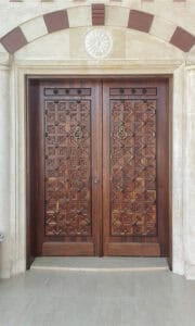 Compact Wooden Mosque Minbar – Model WMN-0010 – wooden mosque mihrab detail view 6