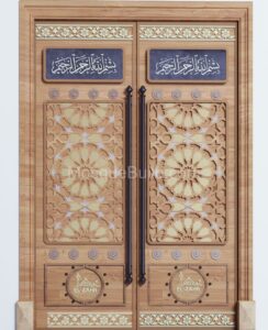 Compact Wooden Mosque Minbar – Model WMN-0010 – wooden mosque mihrab detail view 4