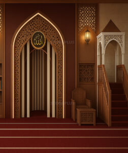 Wooden Mosque Mihrab – Model WMH-0015 – wooden mosque mihrab detail view 4