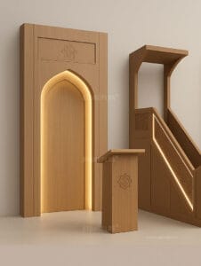 Classic Wooden Mosque Mihrab – Model WMH-0009 – wooden mosque mihrab detail view 8