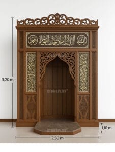 Classic Wooden Mosque Mihrab – Model WMH-0009 – custom wooden mosque mihrab