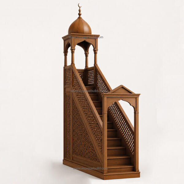Wooden Mosque Mihrab and Minbar Set – Model WST-0002 – custom wooden mosque mihrab