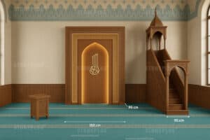Classic Wooden Mosque Mihrab – Model WMH-0009 – wooden mosque mihrab detail view 7