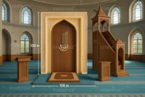 Classic Wooden Mosque Mihrab – Model WMH-0009 – wooden mosque mihrab detail view 5