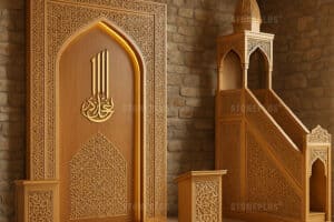 Classic Wooden Mosque Mihrab – Model WMH-0009 – wooden mosque mihrab detail view 2