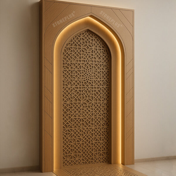 Modern Wooden Mihrab with LED Lights