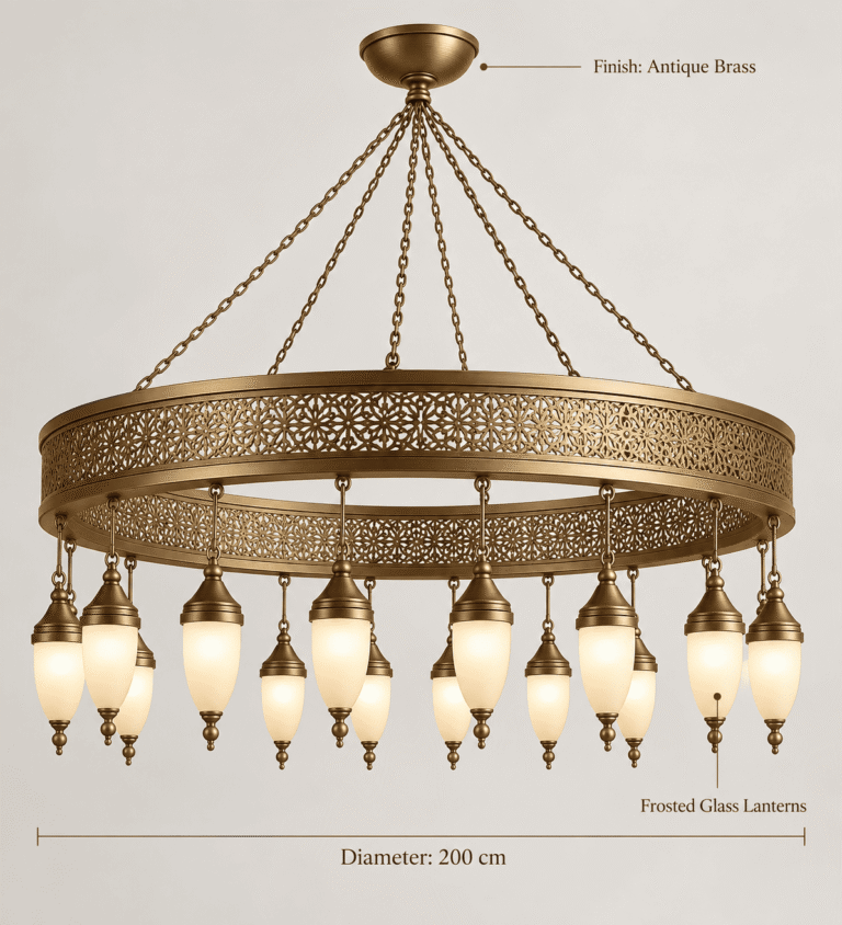 Ottoman Halo Brass Mosque Chandelier – Model CH-0032 – detail view 2
