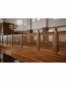 Custom Wooden Mosque Wall Cladding – Model MWC-0001 – wooden mosque mihrab detail view 2