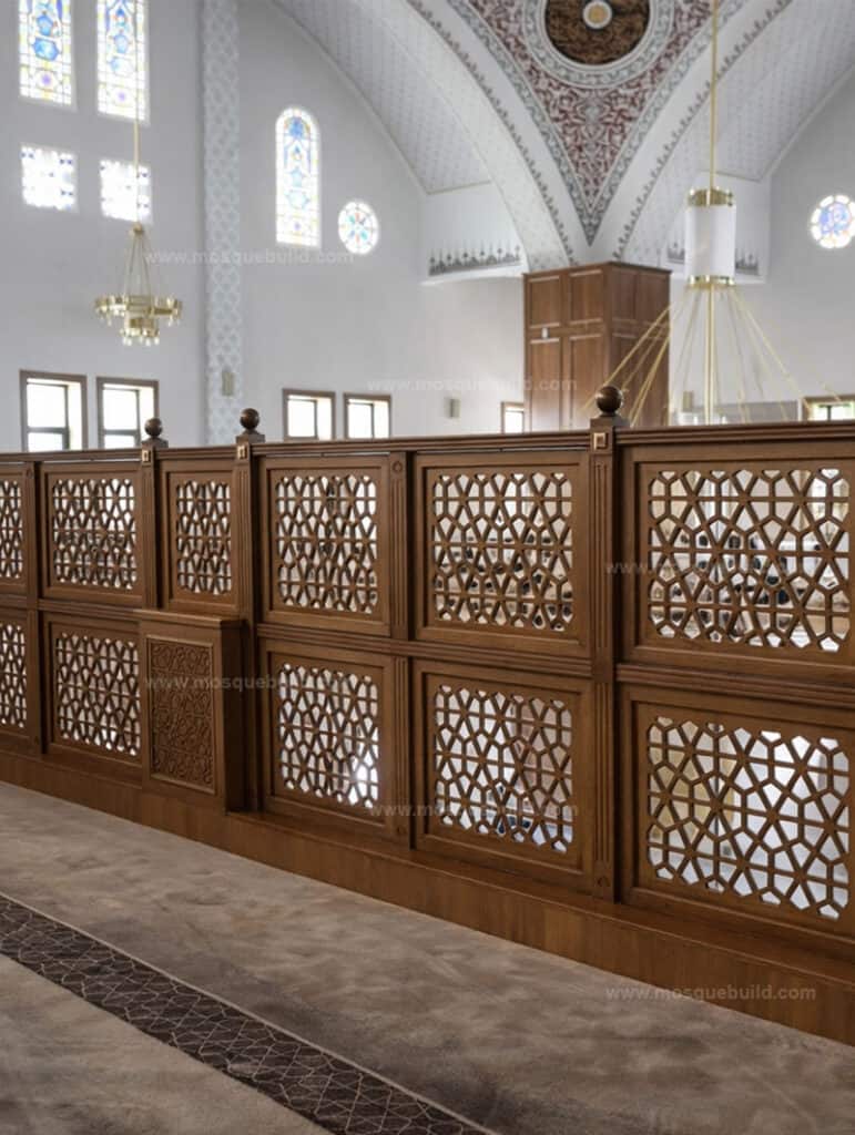Custom Wooden Mosque Wall Cladding – Model MWC-0001 – wooden mosque mihrab detail view 3