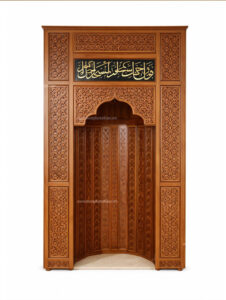 Modern Wooden Mosque Preacher Dais – Model WDS-0010 – wooden mosque mihrab detail view 1