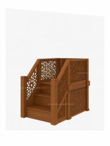 Compact Wooden Mosque Minbar – Model WMN-0010 – custom wooden mosque mihrab