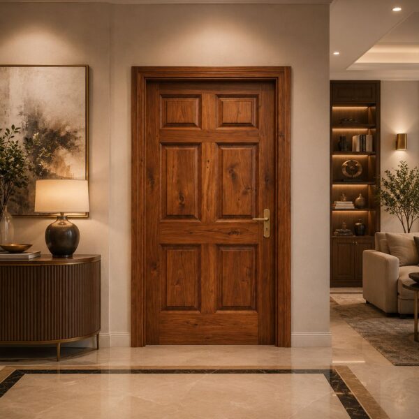 Classic Panel Walnut Wooden Single Door