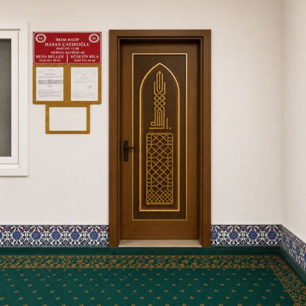 Gold Inlay Wooden Mosque Prayer Room Door