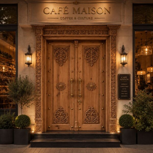 Decorative Wooden Double Entrance Door