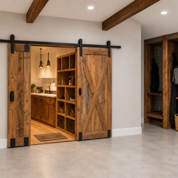 Rustic Asymmetric Double Sliding Barn Door