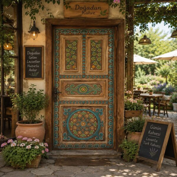 Hand-Painted Rustic Wooden Door