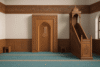 Wooden Mosque Mihrab, Minbar and Dais Set – wooden mosque mihrab detail view 1