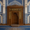 Seljuk-Style Wooden Mosque Mihrab – wooden mosque mihrab detail view 3