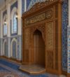 Seljuk-Style Wooden Mosque Mihrab – wooden mosque mihrab detail view 4