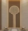 Custom Prayer Room Interior Design – Model PR-0001 – wooden mosque mihrab detail view 2