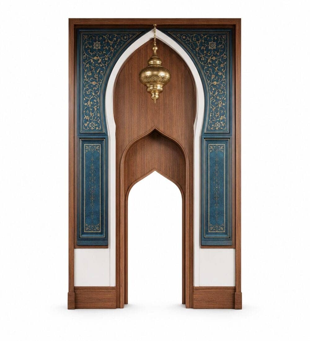 Wooden Mosque Mihrab – Model WMH-0030 | MosqueBuild Деревянный михраб для мечети – модель WMH-0030 – Деталь индивидуального проекта