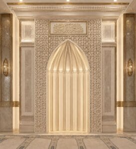 Luxury Calligraphy-Decorated Marble Mosque Mihrab – wooden mosque mihrab detail view 2
