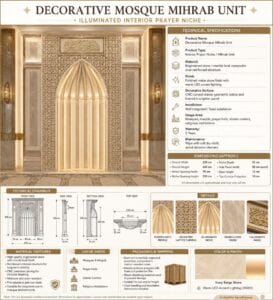 Luxury Calligraphy-Decorated Marble Mosque Mihrab – wooden mosque mihrab detail view 4