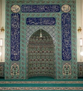 Tile Mosque Mihrab – TA-07 – wooden mosque mihrab detail view 1