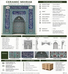Tile Mosque Mihrab – TA-07 – wooden mosque mihrab detail view 2