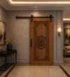 Walnut Wooden Mosque Door – Model WDR-0060 – handcrafted kundekari mosque door detail view 1