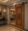 Walnut Wooden Mosque Door – Model WDR-0060 – handcrafted kundekari mosque door detail view 2