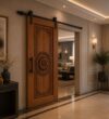 Walnut Wooden Mosque Door – Model WDR-0060 – handcrafted kundekari mosque door detail view 3